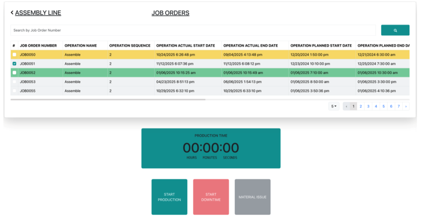 Manufacturing Execution System (MES) screenshot — view 1