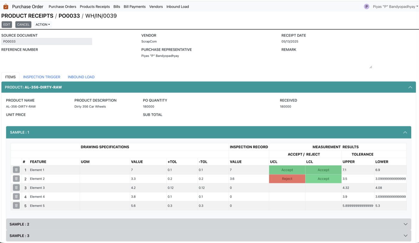 Quality Management System (QMS) screenshot — view 1